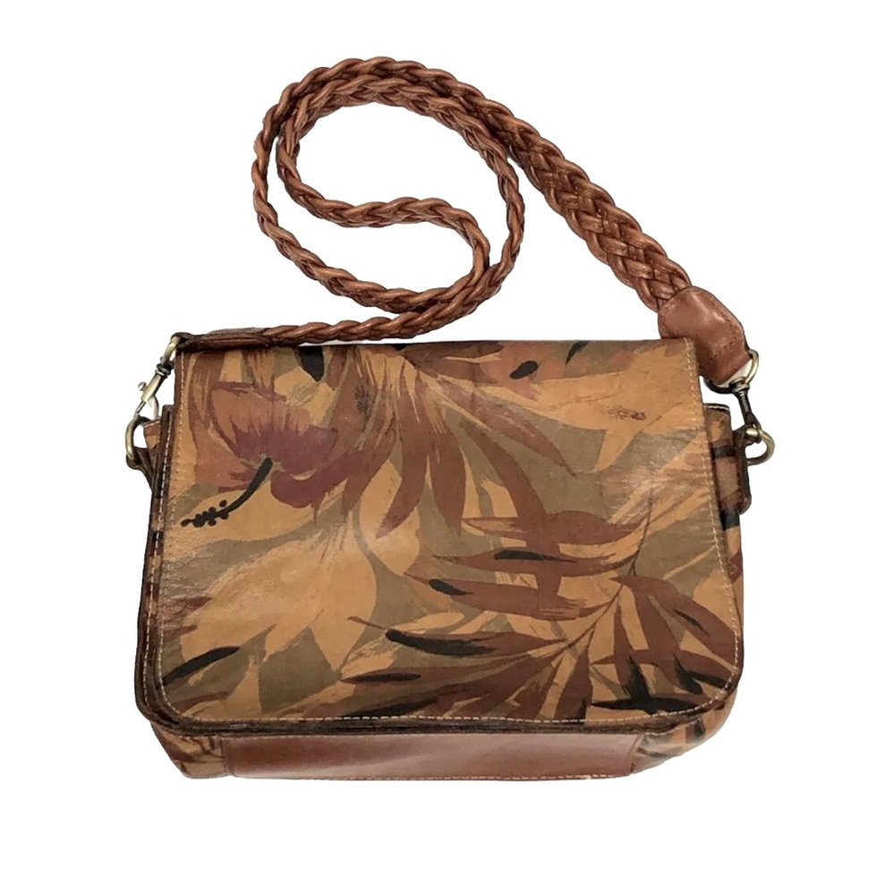 Patricia Nash Women’s Leather Mondovi Flap Crossbody Bag Palm Leaves